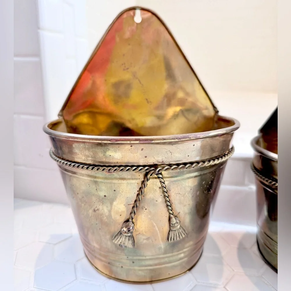 Vintage Brass Wall Planters (Set of 3)